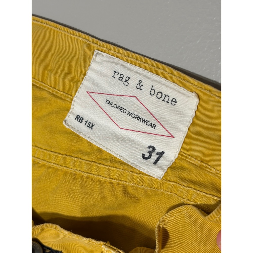 Rag & Bone RB 15X Slim Straight Pants Mens 31 Mustard Yellow Cotton Chinos USA - Picture 3 of 9